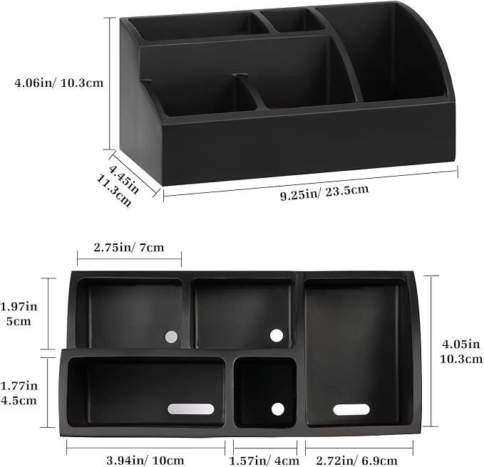 Luxspire Bathroom Counter Organizer, Toothbrush Holder for Bathroom 5 Slot, Large Bathroom Countertop Organizer Storage Marble Bathroom Accessories for Toothbrush Toothpaste, Matte Black
