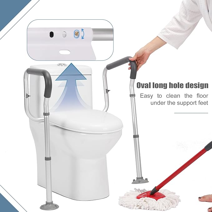 Toilet Safety Rail for Seniors, Toilet Grab Bars for Seniors and Disabled, Toilet Handles for Elderly with Adjustable Width and Height, 350 lb Weight Capacity