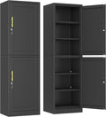 Ckzbx Metal Locker Tall Narrow Storage Cabinet, 67" H Locking Tool File Cabinets Snack Locker Organizer for School Classroom,Bedroom,Gym Home Office,Entryway and Hallway (20" W 2Door Black)