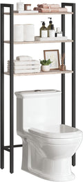 HOOBRO Over The Toilet Storage, 3-Tier Bathroom Organizer Shelf Over Toilet, Freestanding Bathroom Storage Shelves, Space Saver, Easy to Assemble for Room, Greige and Black BG41TS01