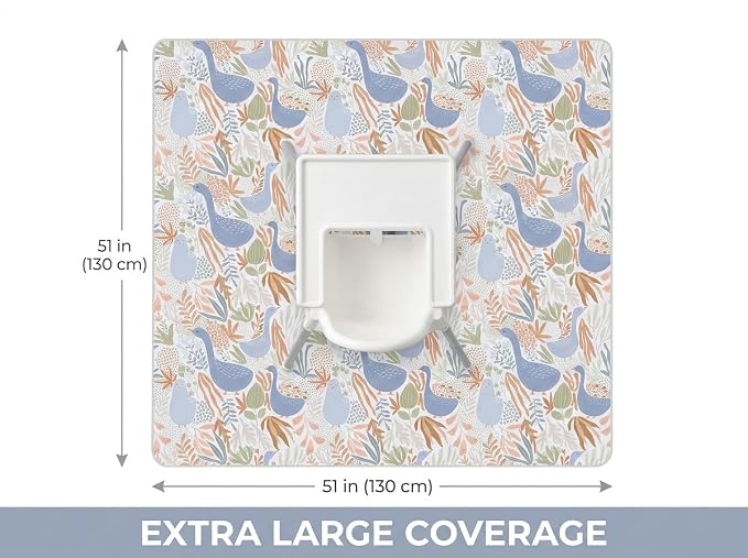 Splat Mat for Under High Chair/Arts/Crafts, Waterproof and Anti-Slip Splash Mat Floor Protector, Washable Highchair Floor Mat, 51 Inch Reusable Messy Mat and Baby Feeding Table Cloth