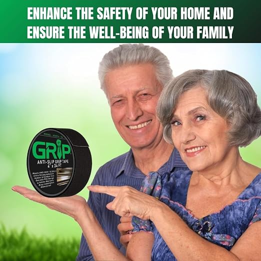 GRIP Anti Slip Tape - 80 Grit High Traction Non-Slip Tape for Stairs, Ramps, Floors, Indoor/Outdoor Use, Easy Cut & Apply, Durable for Heavy Traffic Areas (4" x 34')