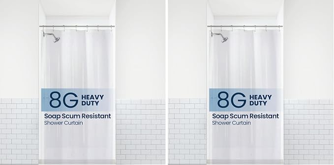 LiBa Bathroom Shower Curtain - Waterproof Plastic Shower Curtain Premium PEVA Non-Toxic with Rust Proof Grommets Clear 8G Heavy Duty Bathroom Accessories 36x72 (Pack of 2)