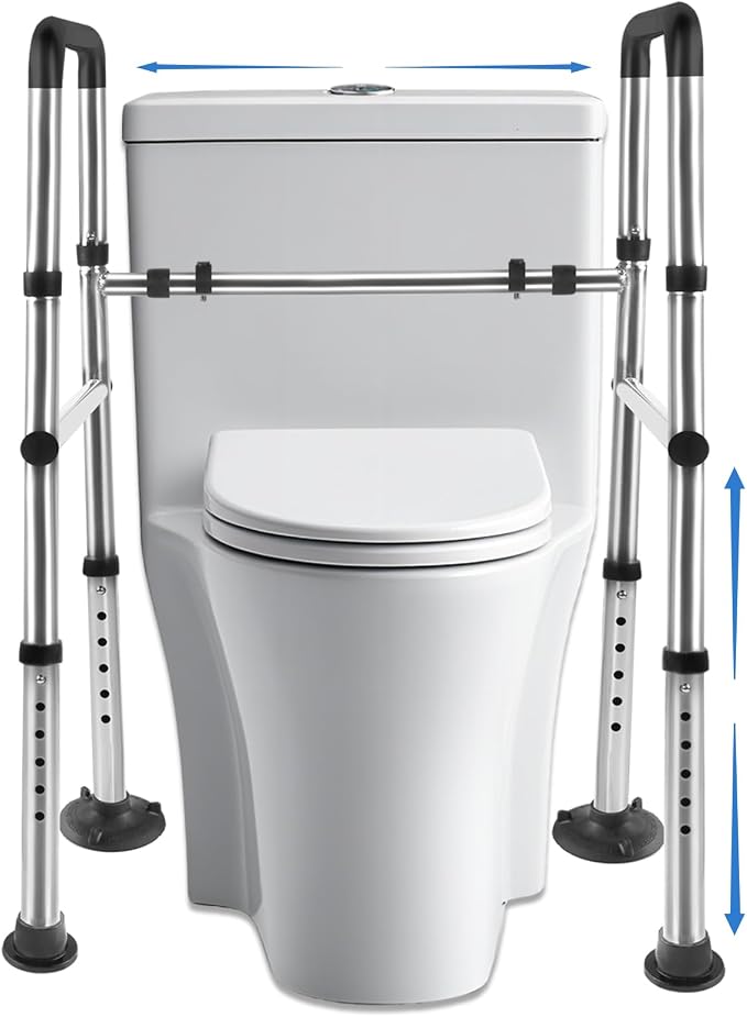 Toilet Safety Rails, Adjustable Toilet Safety Frame & Rails, Toilet Safety Rail for Elderly Adults