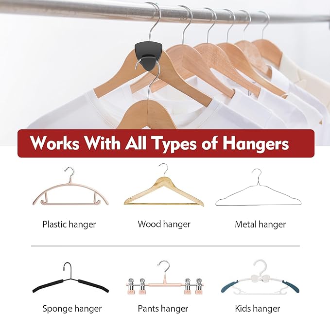 Latoxcaa Space Saving Hanger Hooks 70Pcs, Upgrade Heavy Duty Space Saver Hangers Connector Hooks for Clothes, Premium Hanging Closet Organizer for Dorm, Ganchos para Colgar Ropa, Black
