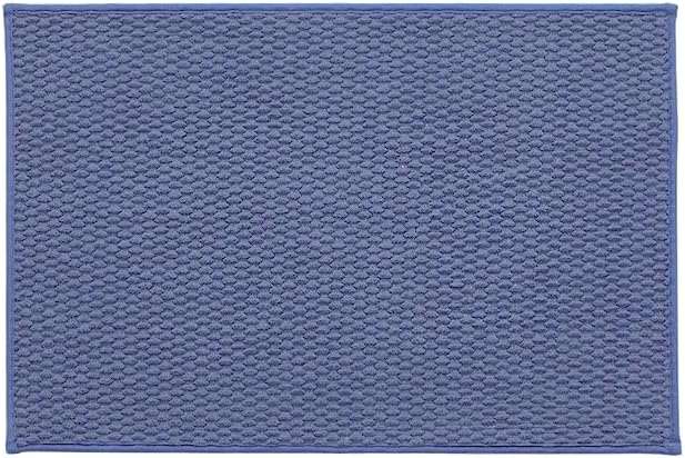 TYUU Bathroom Rugs Non Slip Washable, Super Absorbent Thin Bath Mat Small Quick Dry Low Pile Bathroom Rug, Denim Blue 20"x30"