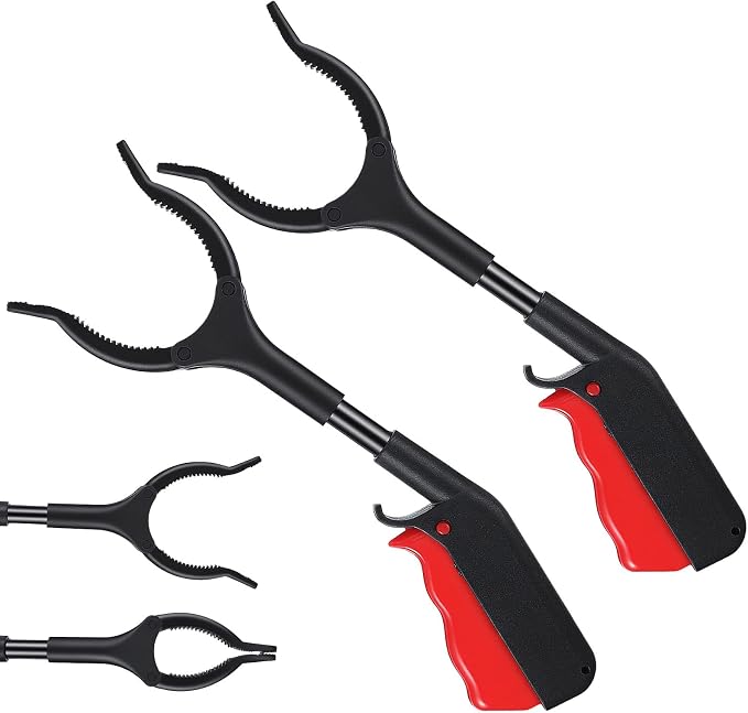 Mabor 2-Pack Grabber Tool with 360° Rotating Jaw – Lightweight Trash Grabber Pickup Stick for Seniors, Gardening, and Household Use (Black)