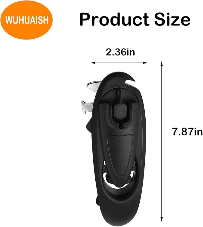 Multi-functional opener and can-opener, made of thickened ABS material and stainless steel, easy to operate, save time and effort, easy to store. (01 Black)