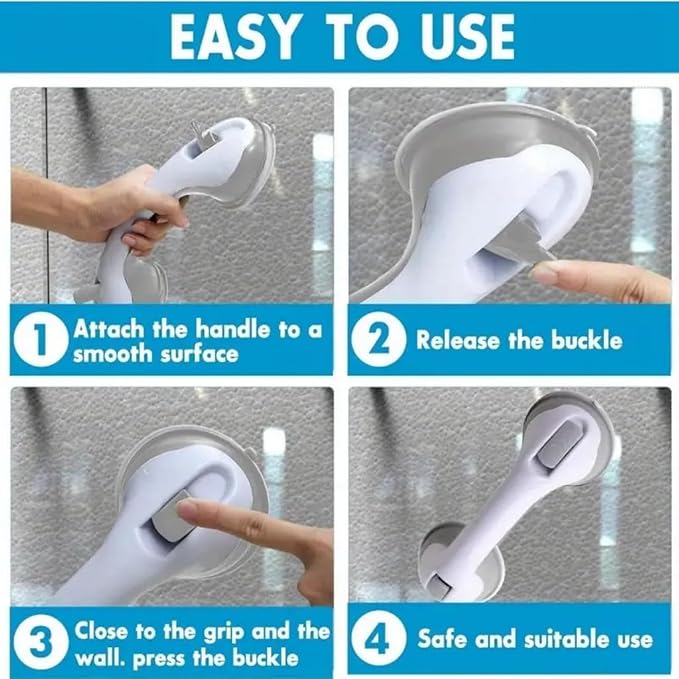 2Pcs Suction Grab Bars for Shower, Safety Handle Support for Bathroom (2, Black, 12in)