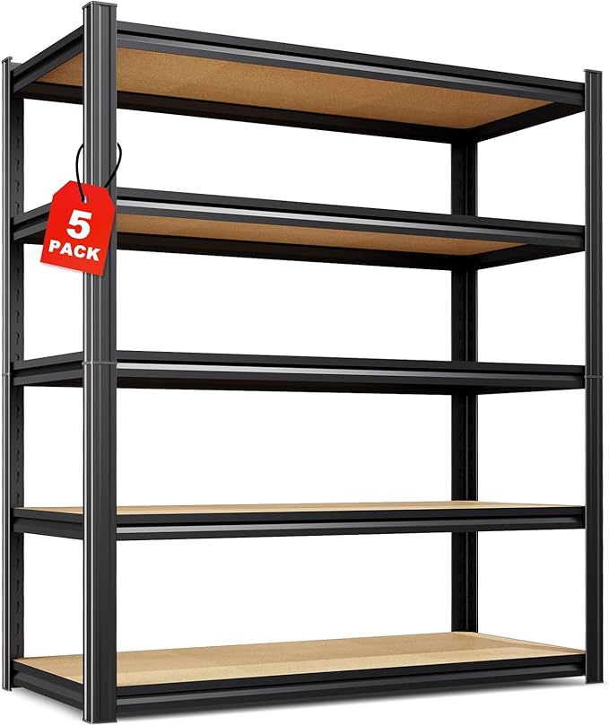 Set of 5 Garage Shelving-2050 lbs 5 Tier Storage Shelves,Adjustable Heavy Duty Metal Shelving Unit and Storage Large Rack,Utility Steel Shelf For Warehouse Industrial Pantry Basement 78"x46"x20"