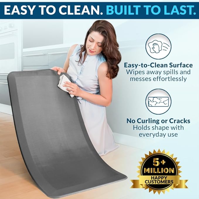 ComfiLife Anti Fatigue Floor Mat – 3/4 Inch Thick Kitchen Mats for Floor, Standing Desk Mat, Kitchen Rug – Comfort at Home, Office – Durable – Stain Resistant – Non-Slip Bottom (20" x 39", Gray)
