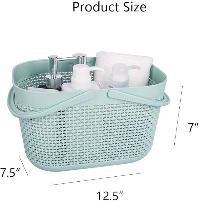 UUJOLY Plastic Organizer Storage Baskets with Handles, Shower Caddy Bins Organizer for Bathroom and kitchen (Blue)