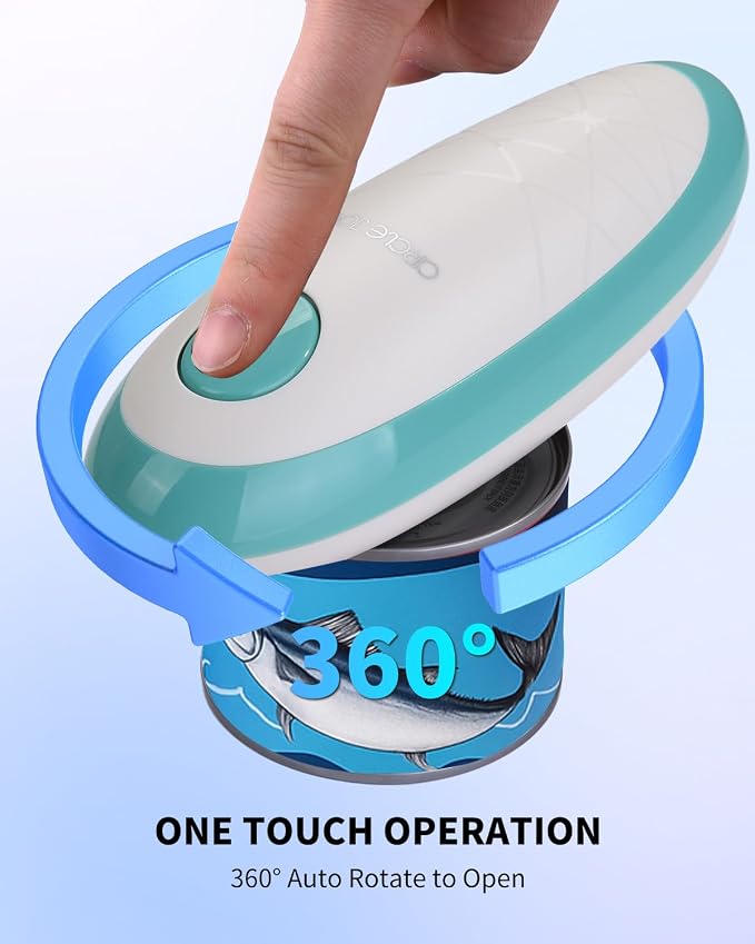 CIRCLE JOY Electric Can Opener, One-Touch Automatic Can Opening with Smooth Edges, Food Safety Handheld Battery-Operated Can Opener for Kitchen and Seniors, Green