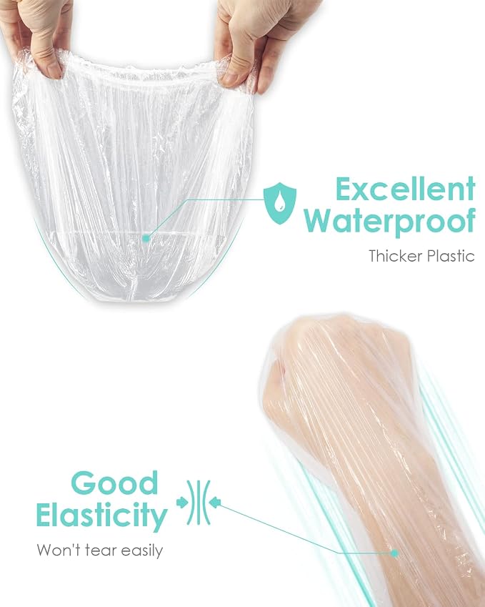 Auban Disposable Shower Cap, 100 PCS Hair Cap Thickening Clear Plastic Waterproof Bath Caps for Hair Treatment, Spa Salon Hotel and Home Use, Portable Travel(17.3)