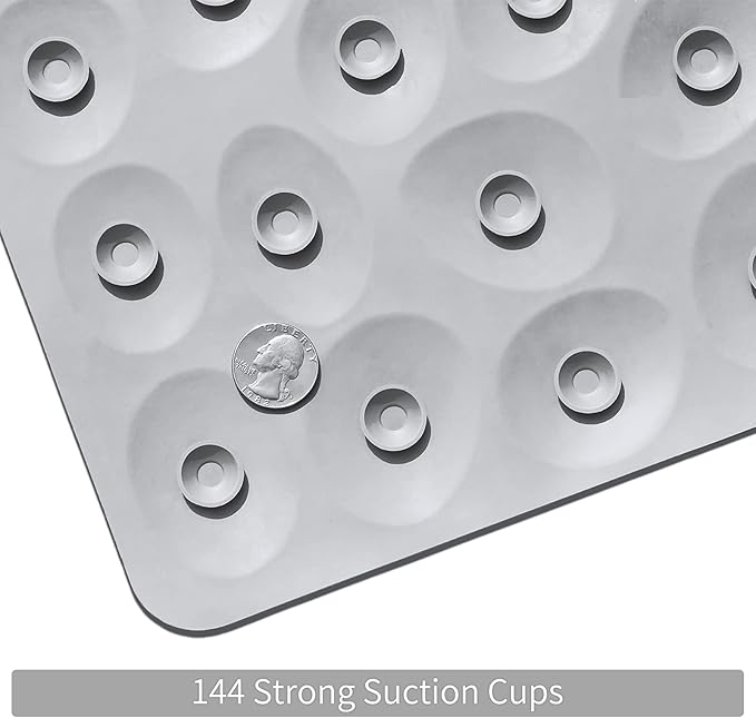 Non-Slip Bathtub Mat OTHWAY Soft Rubber Bathroom Bathmat with Strong Suction Cups (Grey)