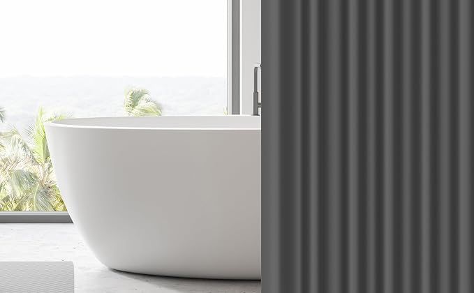 EHZNZIE Dark Grey Shower Curtain Liner 72x72, PEVA Waterproof Bath Curtain, No Chemical Smell, 3 Weighted Magnets, Durable with Rustproof Metal Grommets