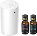 Airversa Waterless Essential Oil Diffuser Starter Kit with 2x20mL Hotel Fragrance Oils, Cordless Nebulizer for Car Home Office, Up to 600 sq ft, Mist/Timer Settings, Baterry Operated, AN8Kit-B, White