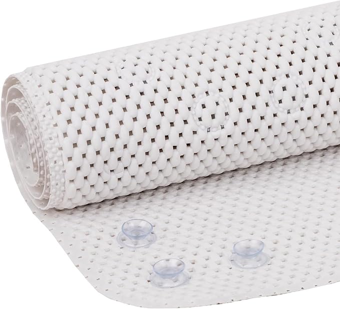 Duck Brand Clorox Cushioned Foam Bath Mat for Tubs, Non-Slip with Suction Cups, 17 Inches x 36 Inches, White (Pack of 4)