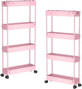SPACELEAD 2-piece Set Slim Storage Cart 3 Tier,Bathroom Organizer Rolling Utility,Mobile Shelving Unit Slide Out for Office, Kitchen, Laundry Room & Narrow Places