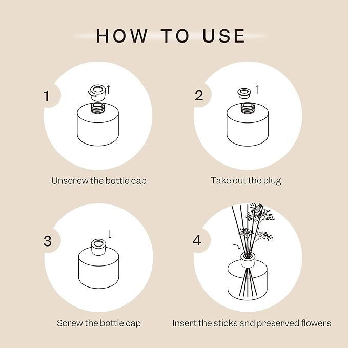Cocorrína Premium Reed Diffuser Set with Preserved Baby's Breath & Cotton Stick Lavender Thyme | 6.76 Fl.oz Scent Diffuser for Bedroom Bathroom Home Décor