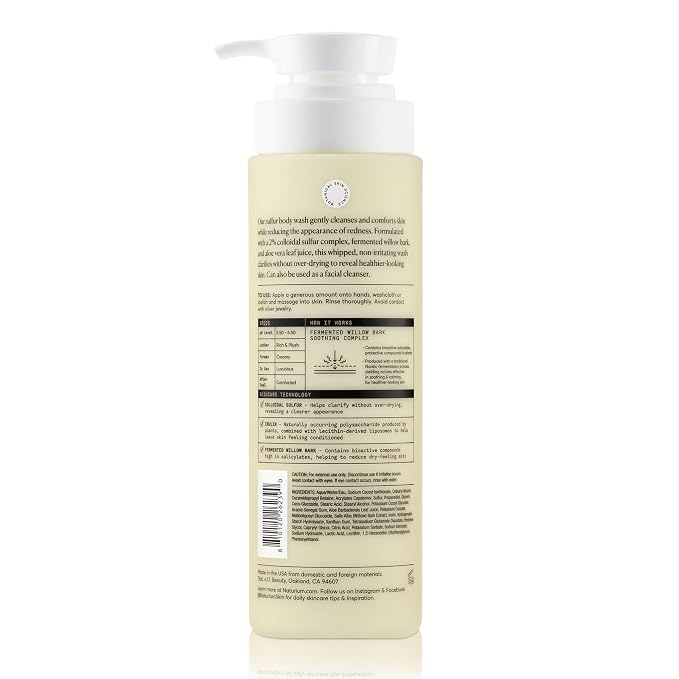 Naturium The Revealer Body Wash, Clarifying Skincare with Sulfur, Willow Bark, and Aloe Vera, 500 mL / 16.9 fl oz