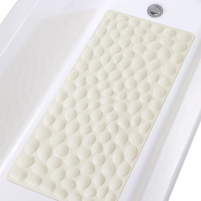Non-Slip Bathtub Mat OTHWAY Soft Rubber Bathroom Bathmat with Strong Suction Cups (Beige)
