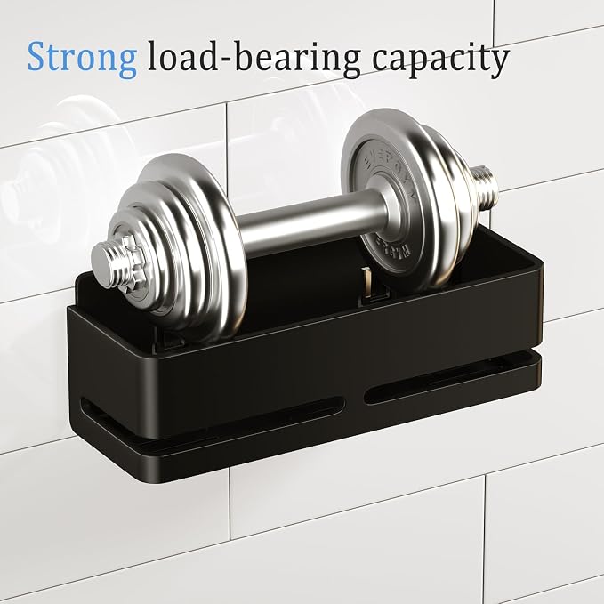 Shower Caddy, 2-Pack Shower Shelf, Heavy-Duty Bathroom Storage Shelf, Large Capacity No-Drill Bathroom Organizer, Black Metal Storage Basket, Adhesive Installation