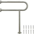 30 Inch Toilet Grab Bar with Leg for Bathroom, Wall & Floor Mounted Stainless Steel Handicap Grab Bar, Brushed Nickel Anti-Slip Knurled Grip, Safety Rail for Elderly, Disabled and Pregnant