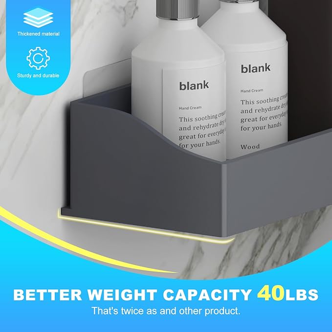 Acrylic Shower Caddy Bathroom Organizer,Rustproof Shower Shelves - No Drilling Wall Mount Shelf, Adhesive Bathroom Storage For Shampoo With Soap Holder 3 Pack