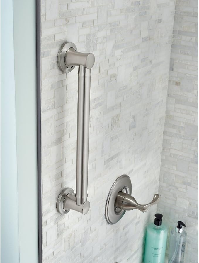 Delta Carlisle (1-Pack) 16' Shower Grab Bar Seniors ADA Compliant Satin Nickel 450 lb Capacity Bathroom Safety Handle for Shower, Bathtub | Wall Mounted Balance Assist, Grip DCL5916-BN