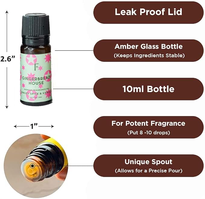 Folkulture Christmas Essential Oils for Diffuser for Home|Set of 6-2 Fl Oz | Fragrance Oils - Christmas Scents|Vanilla, Cinnamon, Pine & Eucalyptus | Gifts for Women