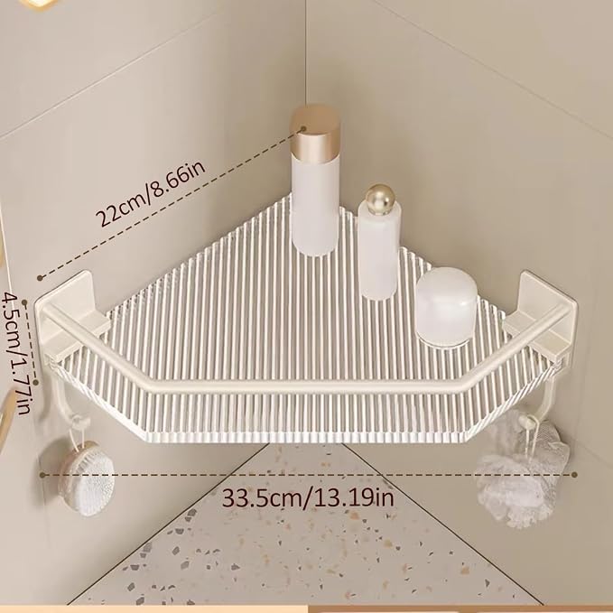 EVERZONE 2 Pack Acrylic Corner Shower Shelves with 2 Hooks, Shower Corner Caddy for Bathroom,Kitchen & Balcony, Floating Shower Wall Shelf Bath Basket Rack Heavy Duty (Grey,Acrylic)