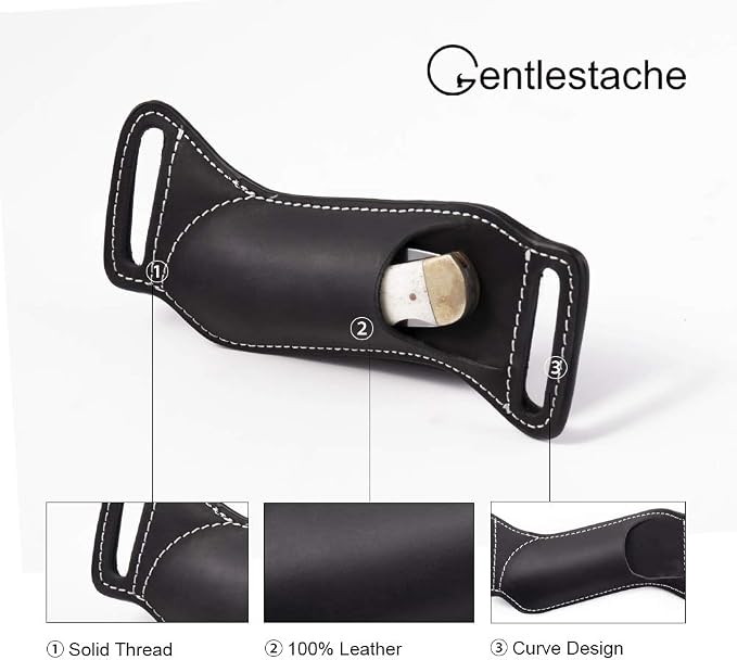 Gentlestache Leather Knife Sheaths for Belt, Knife Holster, Pocket Knife Sheath, EDC Leather Sheath for Folding Knife Carrier