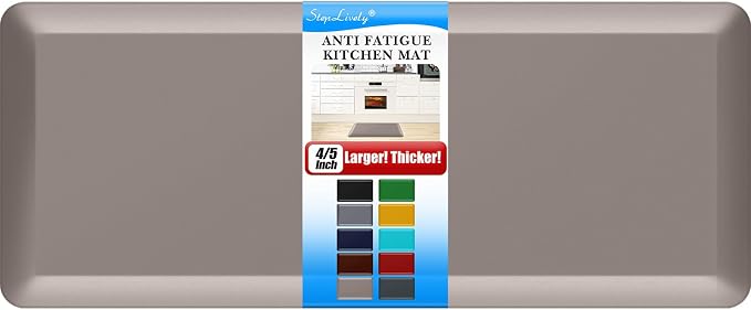 4/5 Inch Thick Kitchen Mat - Cushioned Anti Fatigue Mats for Kitchen Floor - Easy to Clean, Waterproof, Non-Slip Kitchen Rug for Sink, Office, Kitchen (22''x54'' Khaki)