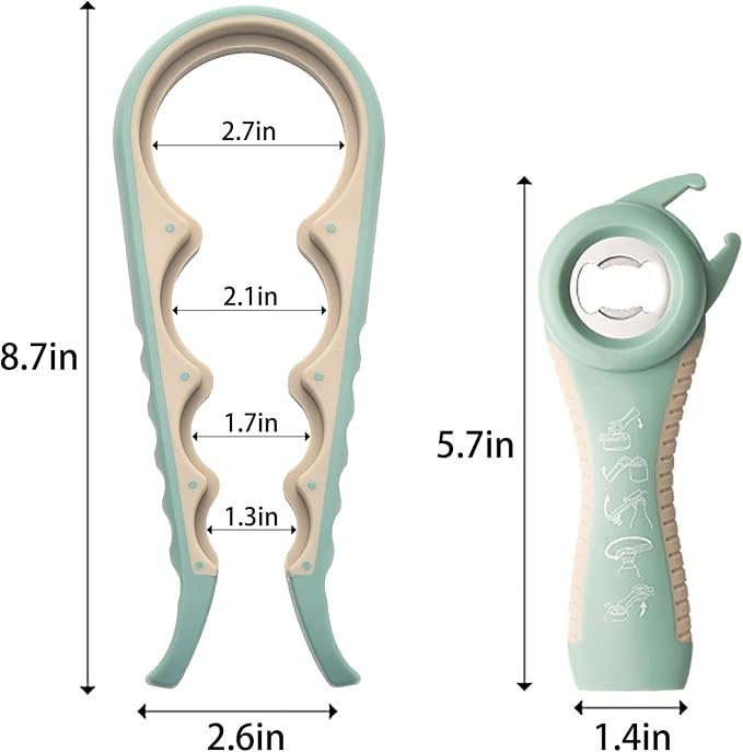 Bottle Opener for Arthritic Hand,Jar Opener for Old People, Children, Women, Those with Weak Hands,Multifunctional Kitchen Gadgets (A-Green)