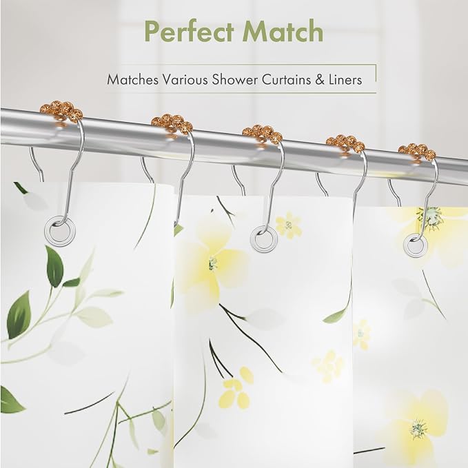 Amazer Shower Curtain Hooks, Decorative Shower Curtain Hooks, Amber Shower Curtain Rings Rustproof Stainless Steel Shower Hooks for Shower Curtain Liner Shower Rod Hook 12pcs
