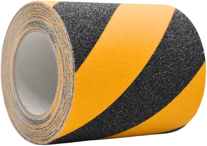 WOD Heavy Duty Anti Slip Tape Black and Yellow - 4 inch x 60 ft. Non Skid Treads Weather Proof Indoor/Outdoor Traction Tape for No Slip Stairs ASTC32