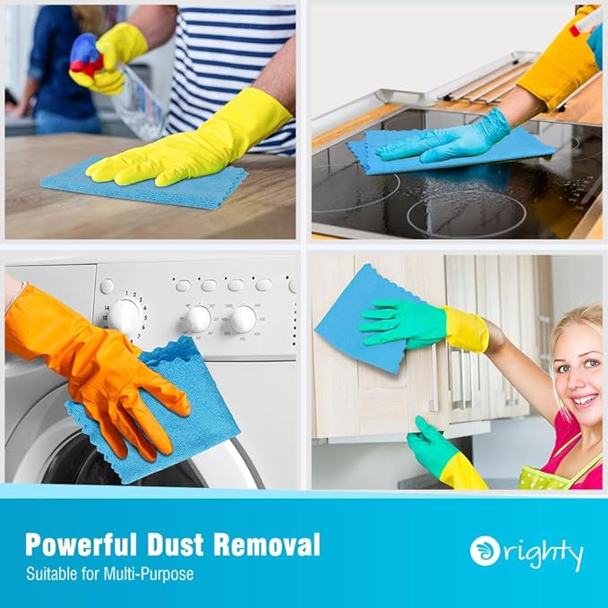 Orighty Cleaning Cloths Bulk, 150 Pack Shop Rags Reusable, Multi-Purpose Shop Towels for Cars, Microfiber Cleaning Rags for Automotive, Mechanic, Kitchen, Lint Free Towels 12x12 Inch, Blue