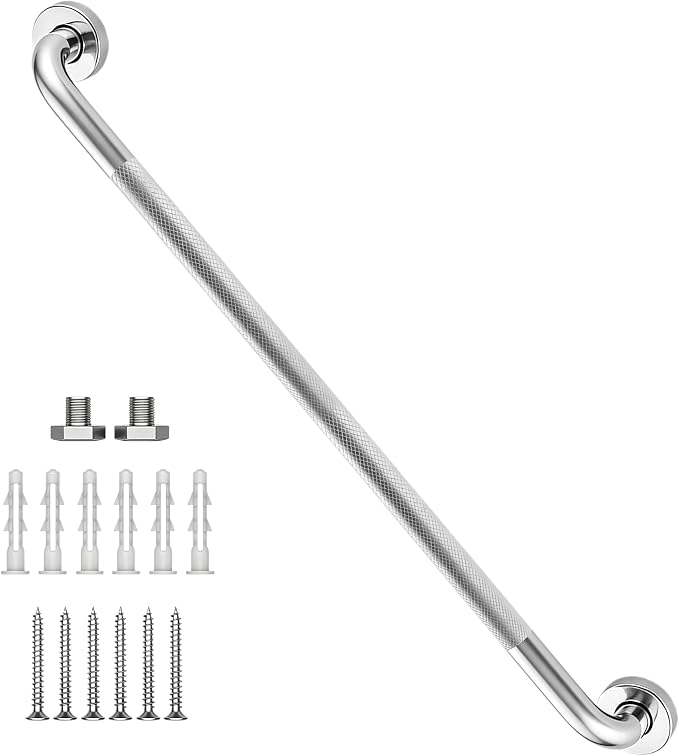 36 Inch Shower Grab Bar, Brushed Nickel Anti Slip Safety Bars, 304 Stainless Steel Bathroom Handrail, Handicap Grab Bars for Wall, Shower Grip Handle for Seniors Elderly Injury Assist Bath (1.25" Dia)