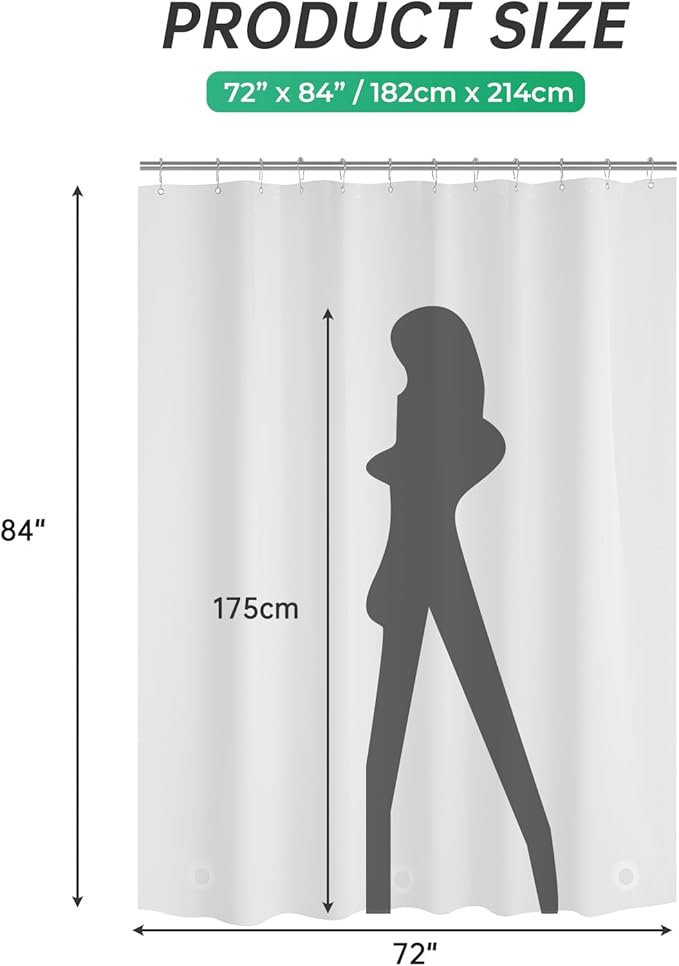 AmazerBath Plastic Shower Curtain 84 Inches Long, 72 x 84 Frosted Weighted Extra Long Shower Curtain, PEVA Heavy Duty Tall Bathroom Curtains with 3 Big Clear Weighted Stones and 12 Grommet Holes