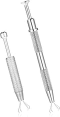 2 Pieces Stainless Steel 4-Claw Pick up Tool 4 Prongs Jeweler's Pick Up Tool for Small Parts Pickup Metal Grabber Claw Pickup Holder for IC Chip Electronic Components Nails Clamping, Silver