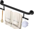 Black Towel Grab Bar 24 Inch - 1.25” Diameter, Zepolu Stainless Steel Safety Bar w/Towel Holder for Bathroom, Shower Assist Balanced Support Handle, Wall Mounted Towel Rack for Senior Elderly Handicap