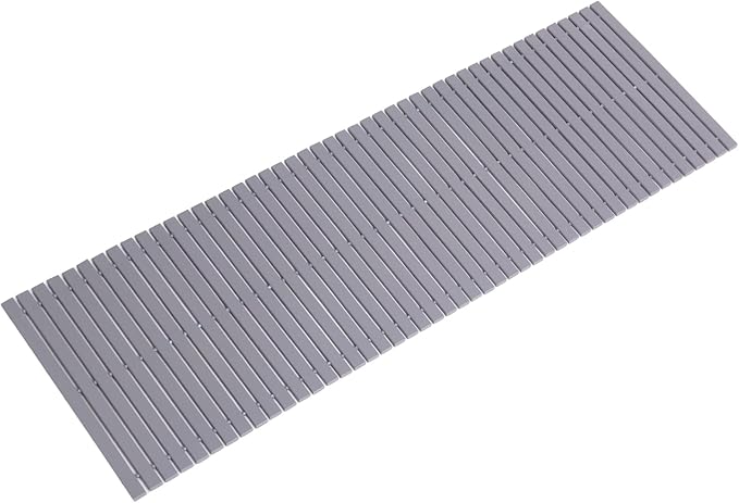 Bath Mat Bathroom Runner Long Large Rugs Floor Wood Shower Bathtub Waterproof Non Slip Accessories 16x48 Inch Easy to Clean, Striped Grey, 1 pc
