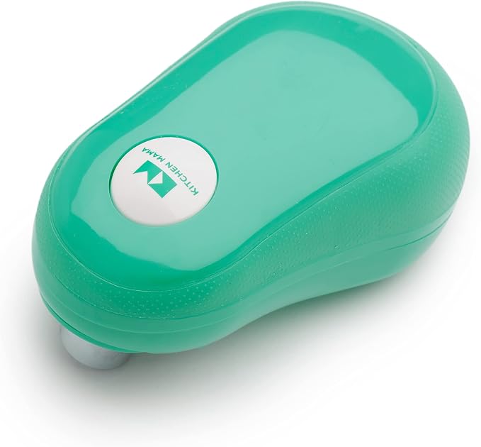 Kitchen Mama One Touch Electric Can Opener: Opens Cans with One Button Press, Auto-Stop, Ergonomic Design, Smooth Edge, Cordless, Food-Safe, Automatic, Hands Free, Battery Operated (Teal)