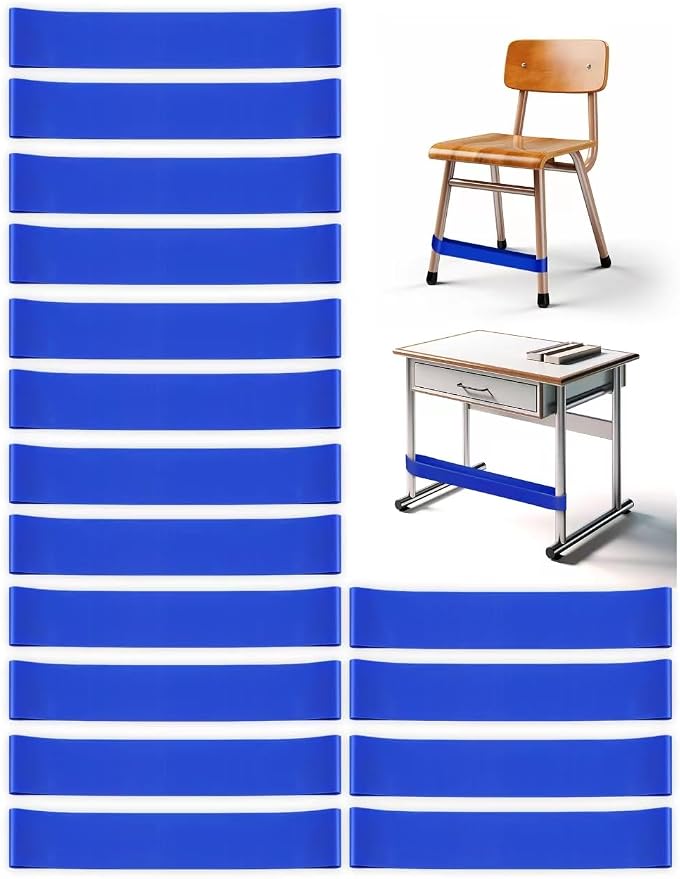 16 Pack Chair Bands for Kids with Fidgety Feet, ADHD Tools for Kids, Improve Focus & Reduce Restlessness, Chair Bands for Sensory ADHD ADD Autism - Classroom & Home Must Haves (Blue)