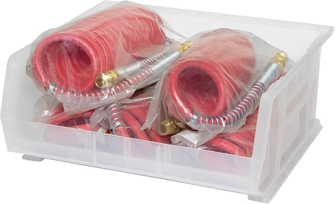 Akro-Mils 30250 AkroBins Plastic Storage Bins, Space-Saving Stackable Bins for Garage, Pantry, Craft Organization, 15" x 16" x 7", Clear, 6-Pack