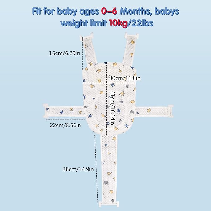 Colorlife Baby Bath Seat Support Net Infant Bathing Seat Support Mat, Adjustable Comfortable Non-Slip Five-Pointed Baby Shower Net Bathtub Sit Up Mesh for Newborn 0-12 Months-Crown(No Bathtub)