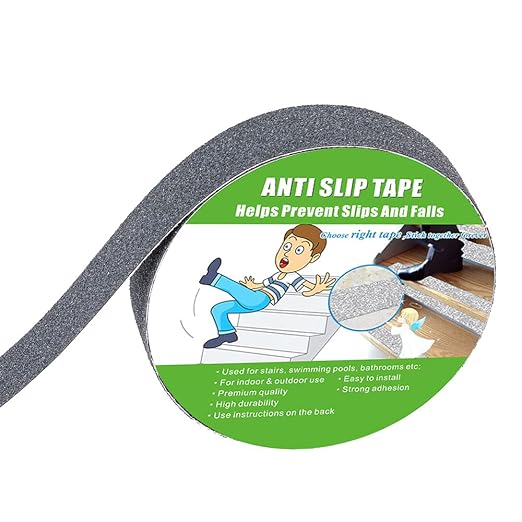 Yorwe Anti Slip Tape, High Traction,Strong Grip Abrasive, Not Easy Leaving Adhesive Residue, Indoor & Outdoor (1" Width x 190" Long, Gray)