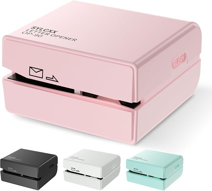 Battery Operated Electric Letter Opener - Letter Openers Envelope Slitter, Envelope Opener, Mail Opener, Universal Envelope Efficient Letter Opener Tool for Office, Home (Pink)