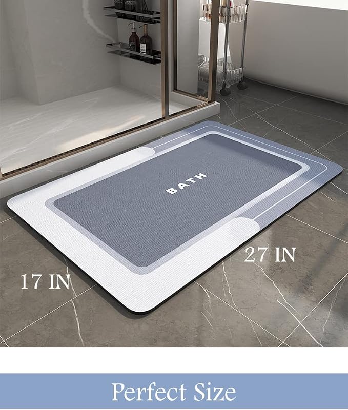 MontVoo-Bath Mat-Bath Rug Non Slip Super Absorbent Stain Resistant Quick Dry Thin Bathroom Rug-Bath Mats for Bathroom Floor Bathtub Vanity-Bathmat Bath Rug Easy Care 17"x27" Blue